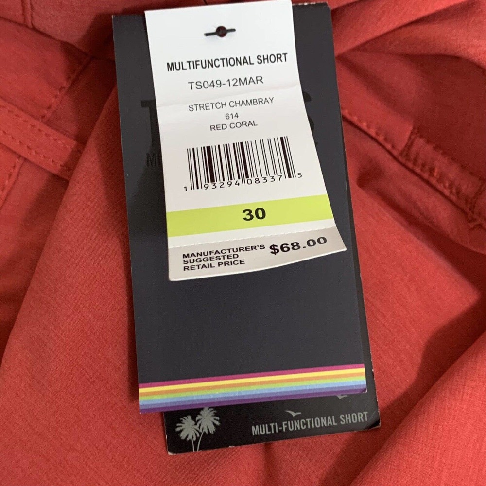 Trunks Shorts Men's Size 30 Coral Red Quick Dry Beach Pool Swim Resort Casual - Picture 9 of 13